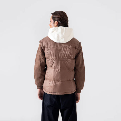CONTRAST HOOD PUFFER JACKET